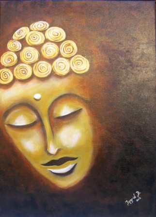 "Buddha" mit  Goldhaube    50 x 70 cm