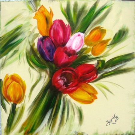 "Erste Frühlingsboten"  50 x 50 cm 