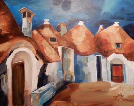 Trullibauten_Alberobello_Italien_Acryl_120 x 90_Expressionismus