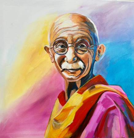 "Mahadma Ghandi"_Acryl_80 x 80 cm